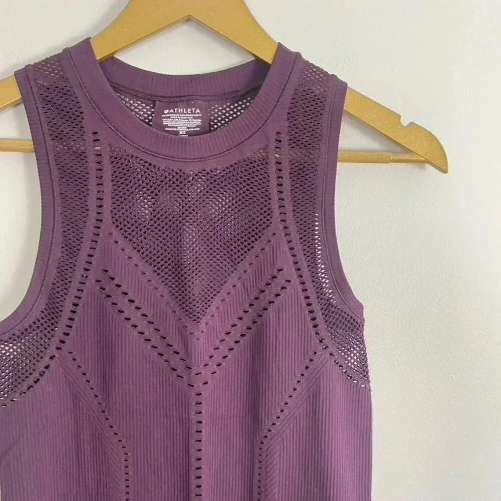 Athleta Purple Seamless Mesh Oxygen Tank Top